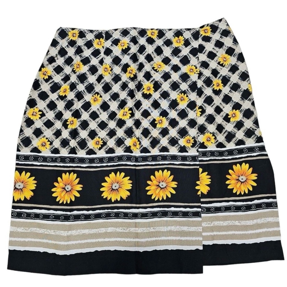 Vtg 90s Sunflower Wrap Skirt 14